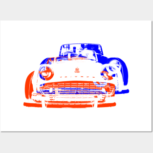 Triumph TR3 British classic car monoblock red white blue Posters and Art